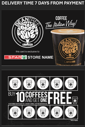 Bean Tree Loyalty Cards 250 Cards Per Pack